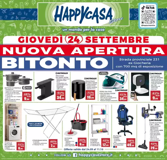 Volantino Happy Casa Store a Roncalceci | Nuova apertura Bitonto | 2026-09-24T00:00:00.000Z - 2026-10-04T00:00:00.000Z