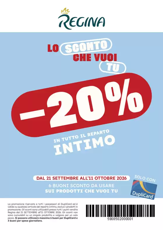 Volantino Regina Grandi Magazzini | -20% | 2026-09-21T00:00:00.000Z - 2026-10-11T00:00:00.000Z