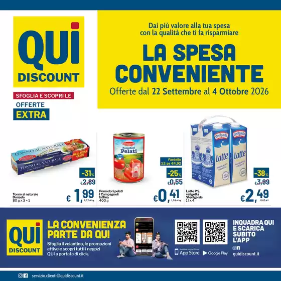 Volantino Qui Discount | La spesa conveniente | 2026-09-22T00:00:00.000Z - 2026-10-04T00:00:00.000Z