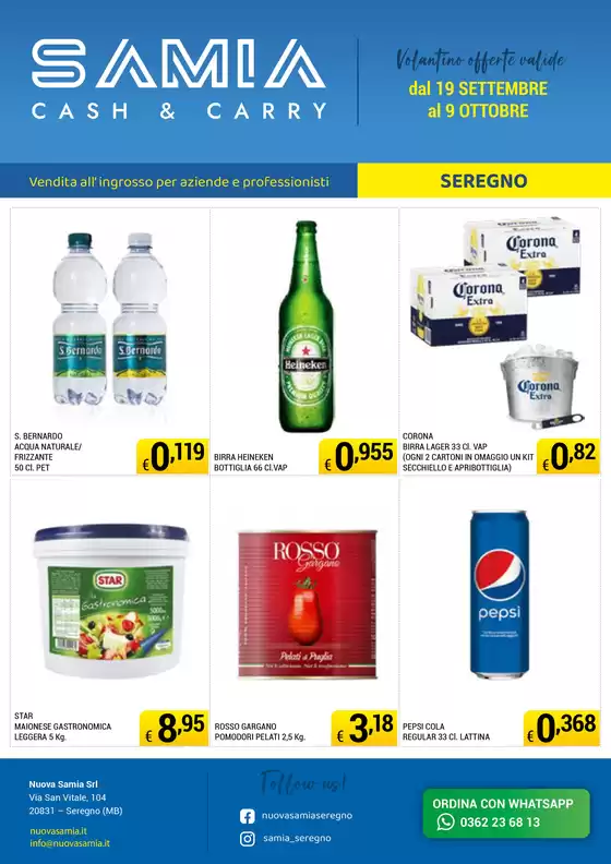 Volantino Samia Cash and Carry a Seregno | Offerte DAL 19 SETTEMBRE AL 9 OTTOBRE | 2026-09-19T00:00:00.000Z - 2026-10-09T00:00:00.000Z