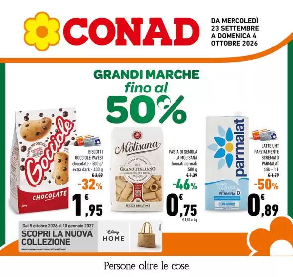 Volantino Conad a Fossato di Vico | Grandi Marche fino al 50% | 2026-09-23T00:00:00.000Z - 2026-10-04T00:00:00.000Z