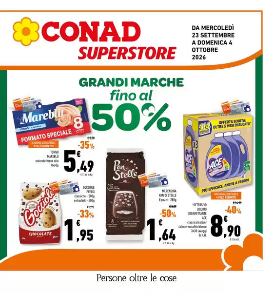 Volantino Conad Superstore a Benevento | Grandi Marche fino al 50% | 2026-09-23T00:00:00.000Z - 2026-10-04T00:00:00.000Z