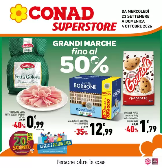 Volantino Conad Superstore a Cossato | Grandi Marche fini al 50% | 2026-09-24T00:00:00.000Z - 2026-10-04T00:00:00.000Z