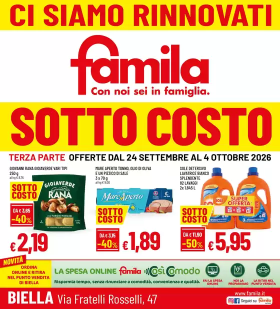 Volantino Famila | SOTTOCOSTO - CI SIAMO RINNOVATI | 2026-09-24T00:00:00.000Z - 2026-10-04T00:00:00.000Z