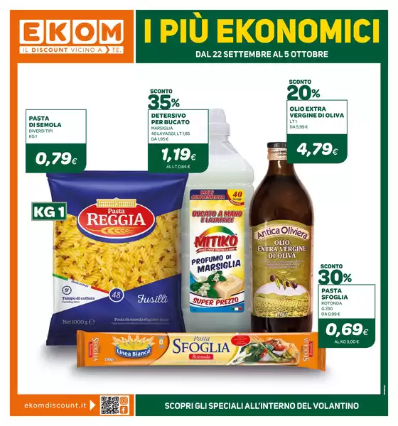 Volantino Ekom a Noventa Padovana | I piu ekonomici | 2026-09-22T00:00:00.000Z - 2026-10-05T00:00:00.000Z