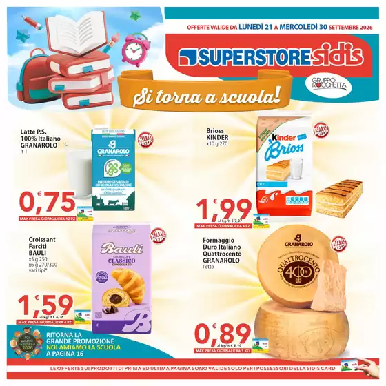 Volantino Sidis a Serramanna | Si torna a scuola! | 2026-09-21T00:00:00.000Z - 2026-09-30T00:00:00.000Z
