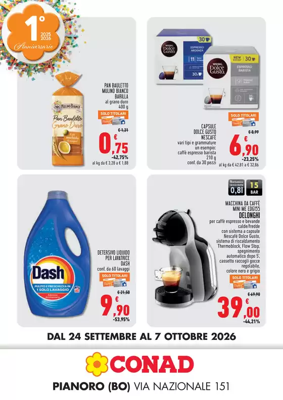 Volantino Conad | COMPLEANNO CONAD PIANORO | 2026-09-24T00:00:00.000Z - 2026-10-07T00:00:00.000Z
