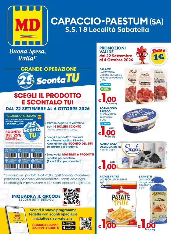 Volantino MD a Capaccio Paestum | Tutto a 1 euro | 2026-09-22T00:00:00.000Z - 2026-10-04T00:00:00.000Z