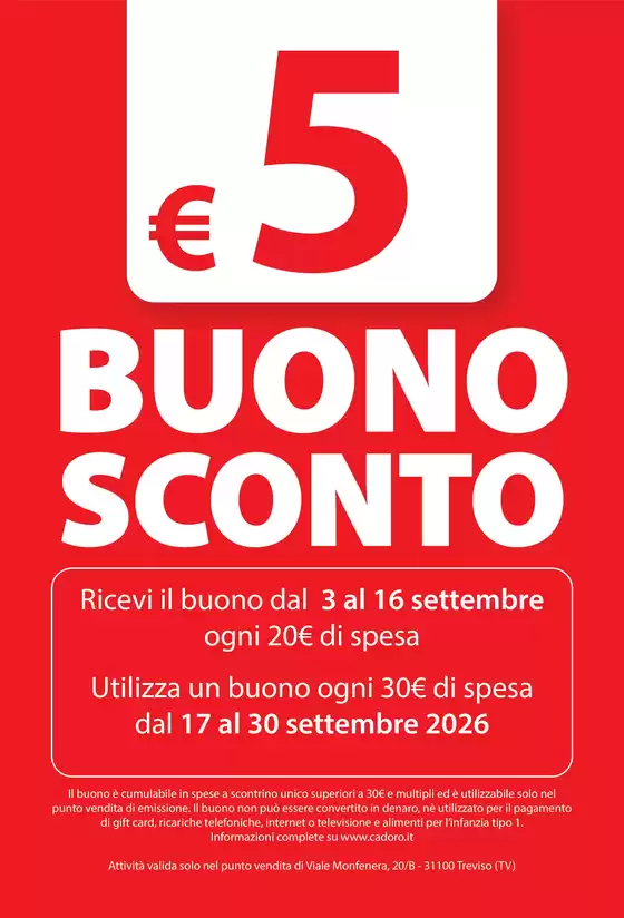 Volantino Cadoro a Tivoli | REGOLAMENTO BUONO SCONTO | 2026-09-22T00:00:00.000Z - 2026-09-30T00:00:00.000Z