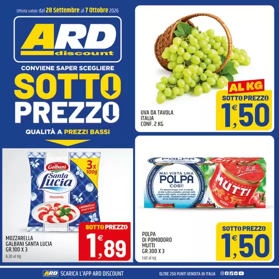 Volantino ARD Discount a | Sotto prezzo | 2026-09-28T00:00:00.000Z - 2026-10-07T00:00:00.000Z