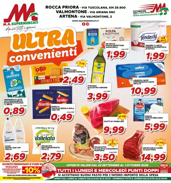 Volantino MA Supermercati a Valmontone | Ultra convenienti | 2026-09-23T00:00:00.000Z - 2026-10-01T00:00:00.000Z