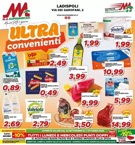Volantino MA Supermercati a Ladispoli | Ultra convenienti | 2026-09-23T00:00:00.000Z - 2026-10-01T00:00:00.000Z