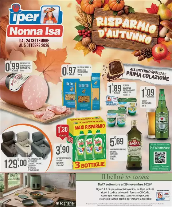 Volantino Iper Nonna Isa a Mozzanica | Risparmio d'autunno | 2026-09-24T00:00:00.000Z - 2026-10-05T00:00:00.000Z
