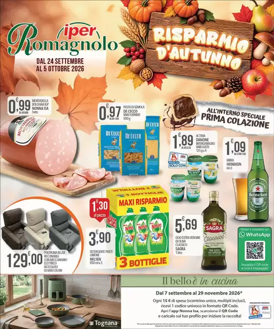 Volantino Iper Romagnolo a Mozzanica | Risparmio d'autunno | 2026-09-24T00:00:00.000Z - 2026-10-05T00:00:00.000Z