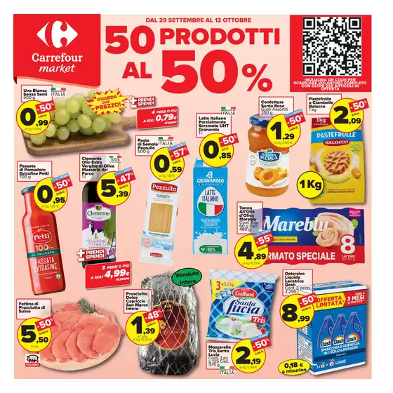 Volantino Carrefour Market | 50 prodotti al 50% | 2026-09-29T00:00:00.000Z - 2026-10-12T00:00:00.000Z