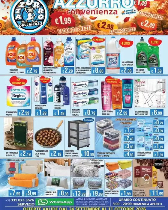 Volantino Azzurro Convenienza | Offerte valide dal 24 settembre al 11 ottobre 2026 | 2026-09-24T00:00:00.000Z - 2026-10-11T00:00:00.000Z