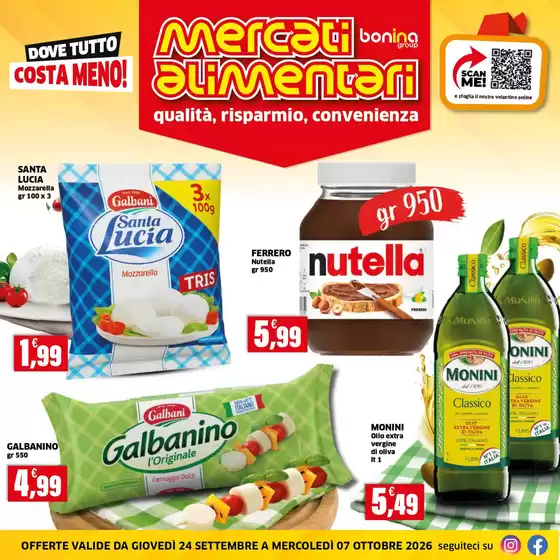 Volantino Mercati Alimentari | Dove tutto costa meno! | 2026-09-24T00:00:00.000Z - 2026-10-07T00:00:00.000Z