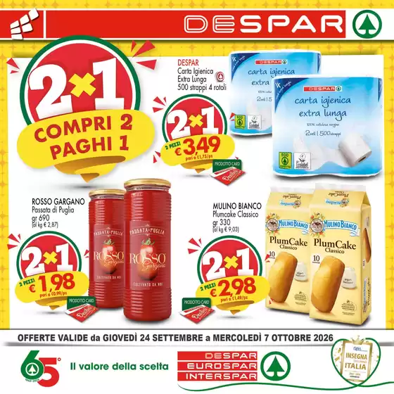 Volantino Eurospar a Capodrise | 2x1 Compri 2 paghi 1 | 2026-09-24T00:00:00.000Z - 2026-10-07T00:00:00.000Z