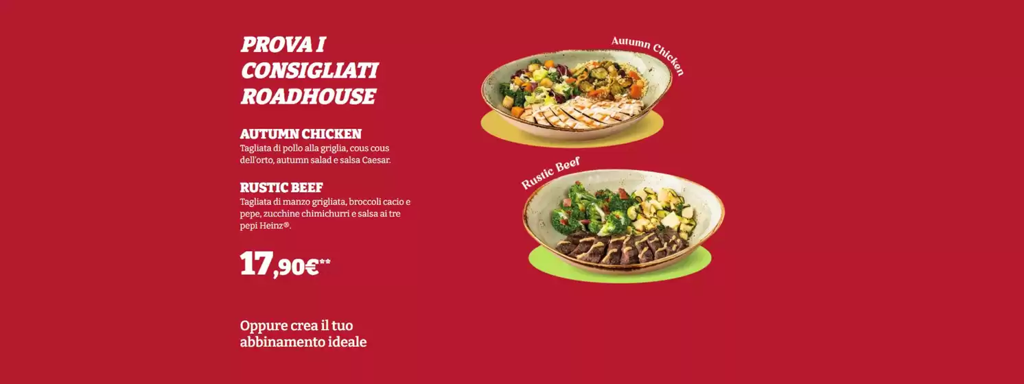 Volantino Roadhouse Restaurant a Casalecchio di Reno | Prova i consigliati roadhouse | 2026-09-24T00:00:00.000Z - 2026-10-31T00:00:00.000Z