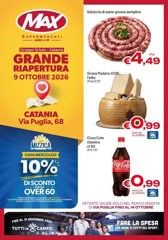 Volantino Max Supermercati a Avola | Grande riapertura | 2026-10-09T00:00:00.000Z - 2026-10-14T00:00:00.000Z