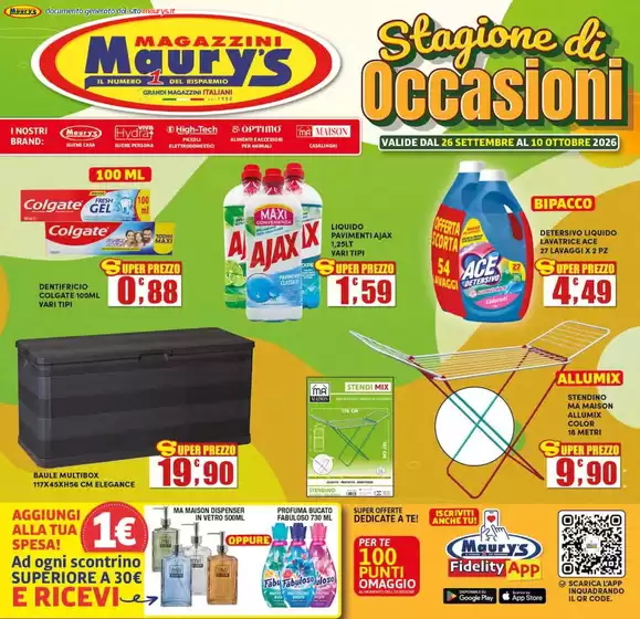 Volantino Maury's a Cassino | Stagione di occasioni | 2026-09-26T00:00:00.000Z - 2026-10-10T00:00:00.000Z