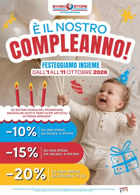 Volantino Bimbo Store a Foggia | È il nostro compleanno! | 2026-10-01T00:00:00.000Z - 2026-10-11T00:00:00.000Z