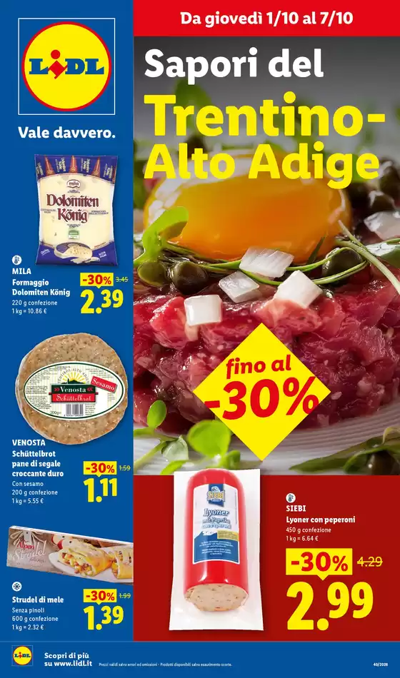 Volantino Lidl a Mede | Sapori del Trentino-Alto Adige | 2026-10-01T00:00:00.000Z - 2026-10-07T00:00:00.000Z
