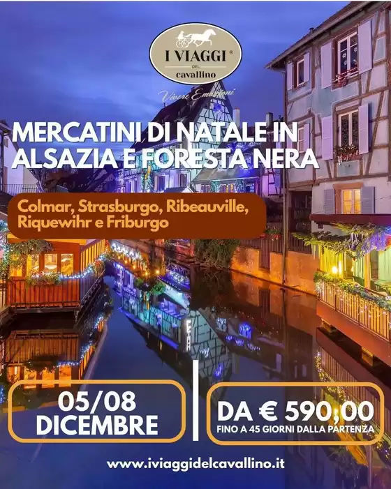Volantino I viaggi del cavallino a Capitignano | Mercatini di natale in alsazia e foresta nera | 2026-12-05T00:00:00.000Z - 2026-12-08T00:00:00.000Z