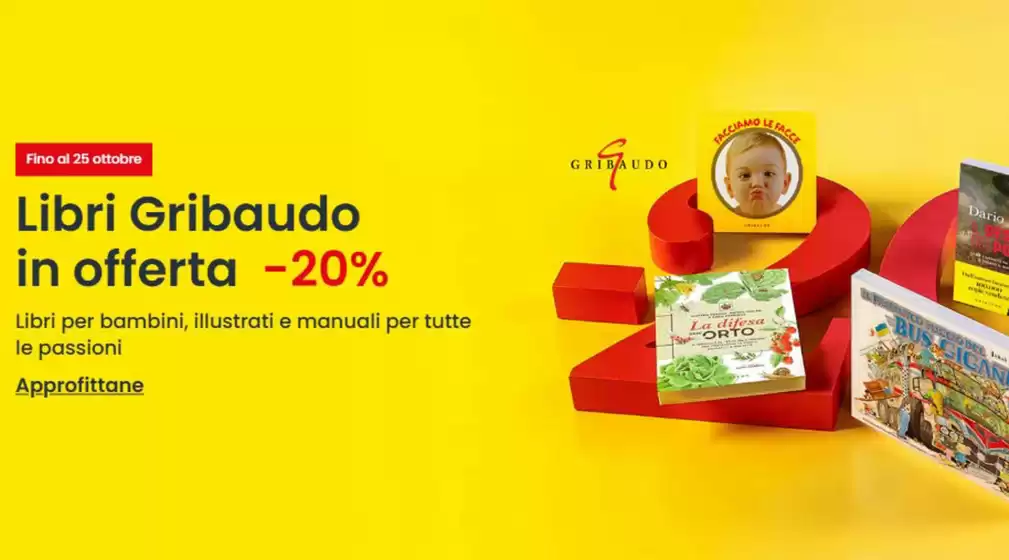 Volantino LaFeltrinelli | Libri Gribaudo in offerta -20% | 2026-09-28T00:00:00.000Z - 2026-10-25T00:00:00.000Z