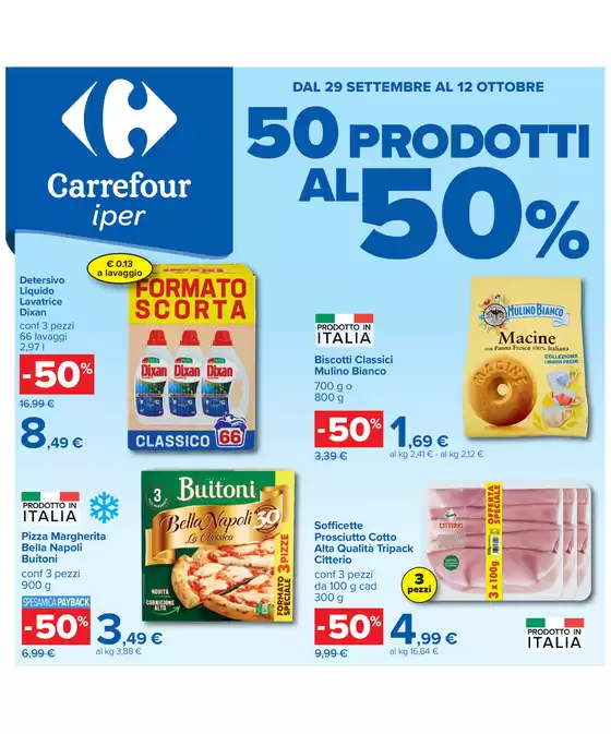 Volantino Carrefour Ipermercati a Vercelli | 50 prodotti al 50% | 2026-09-29T00:00:00.000Z - 2026-10-12T00:00:00.000Z