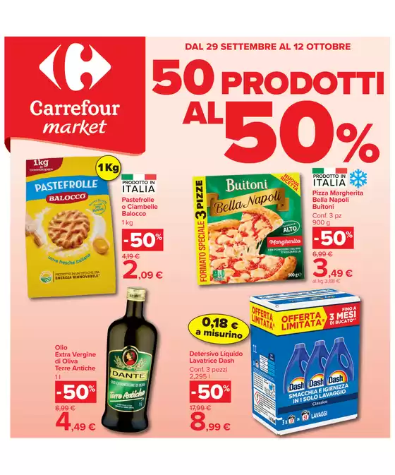 Volantino Carrefour Market a Barlassina | 50 prodotti al 50% | 2026-09-29T00:00:00.000Z - 2026-10-12T00:00:00.000Z