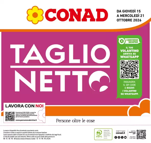 Volantino Conad a Limena | Taglio Netto | 2026-10-15T00:00:00.000Z - 2026-10-21T00:00:00.000Z