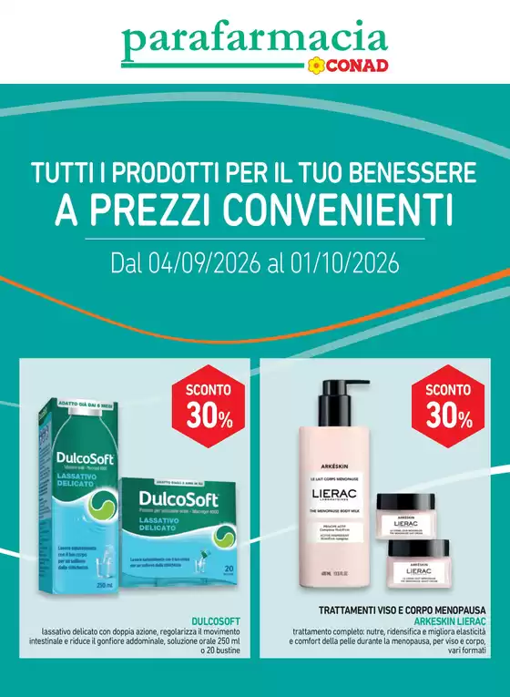 Volantino Parafarmacia Conad a Gualdo | Sfoglia le offerte della Parafarmacia Conad | 2026-09-04T00:00:00.000Z - 2026-10-01T00:00:00.000Z