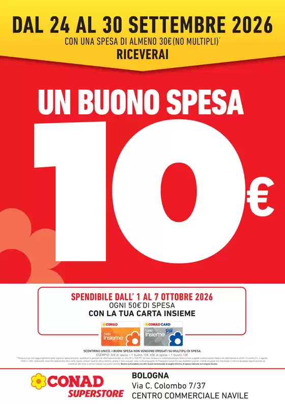 Volantino Conad Superstore a Trivento | BUONO SPESA 10€ SUPERSTORE | 2026-09-24T00:00:00.000Z - 2026-09-30T00:00:00.000Z