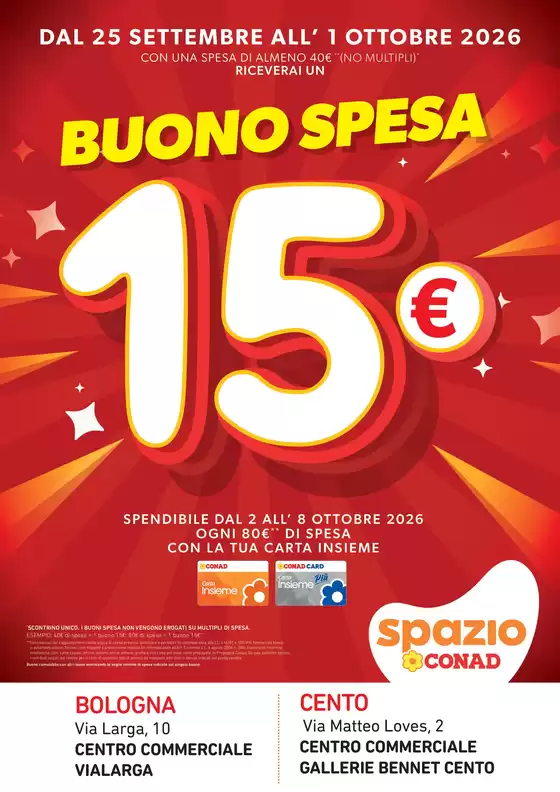 Volantino Spazio Conad a Marghera | BUONO SPESA 15€ SPAZIO EMILIA | 2026-09-25T00:00:00.000Z - 2026-10-01T00:00:00.000Z