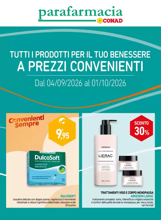 Volantino Conad Superstore a Morciano di Romagna | promozione Parafarmacia Conad dal 4 settembre all'1 ottobre | 2026-09-04T00:00:00.000Z - 2026-10-01T00:00:00.000Z