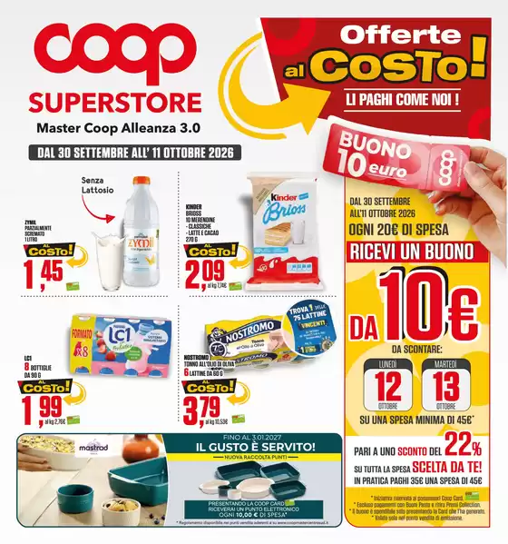 Volantino Superstore Coop | Offerte al costo! | 2026-09-30T00:00:00.000Z - 2026-10-11T00:00:00.000Z