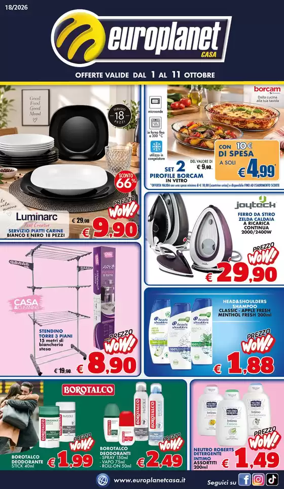 Volantino Europlanet Casa a Oratino | Offerte valide dal 1 al 11 Ottobre | 2026-10-01T00:00:00.000Z - 2026-10-11T00:00:00.000Z