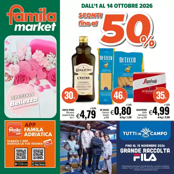 Volantino Famila Market a Gatteo | Sconti fino al 50% | 2026-10-01T00:00:00.000Z - 2026-10-14T00:00:00.000Z