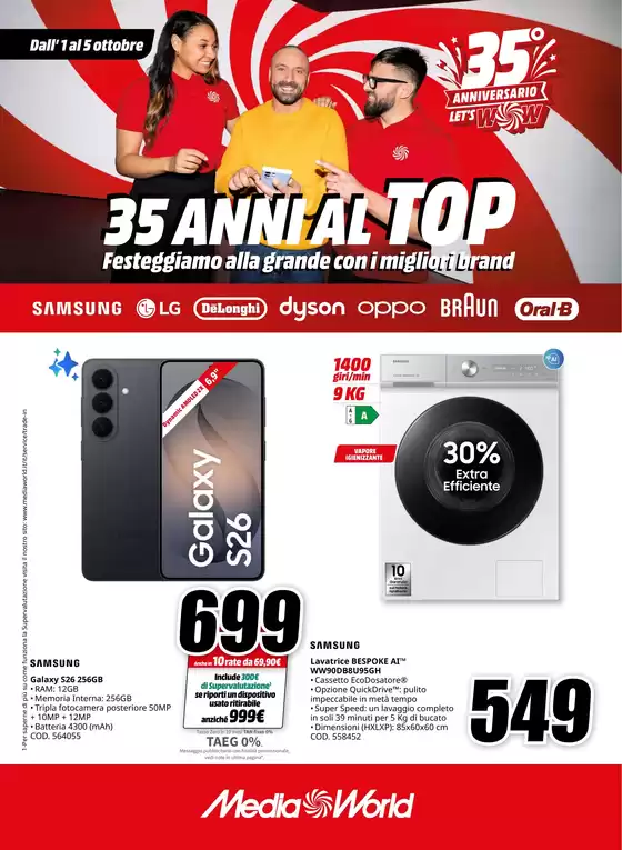 Volantino MediaWorld | 35 anni al top | 2026-10-01T00:00:00.000Z - 2026-10-05T00:00:00.000Z