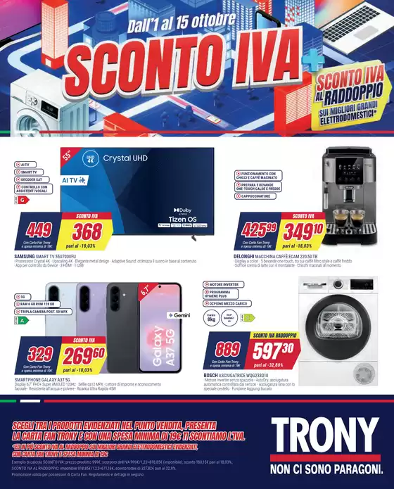 Volantino Trony a Cesena | TRONY - VOLANTINO - Informatica TV Telefonia e Elettrodomestici online | 2026-10-01T00:00:00.000Z - 2026-10-15T00:00:00.000Z