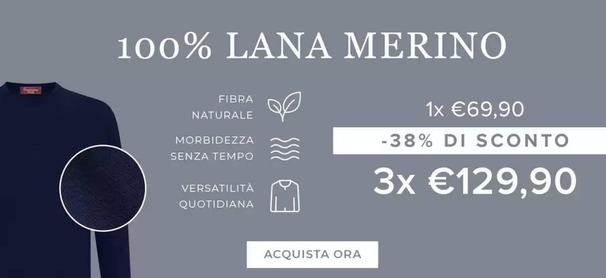 Volantino Camicissima a Ceggia | 100% lana merino | 2026-10-01T00:00:00.000Z - 2026-10-31T00:00:00.000Z