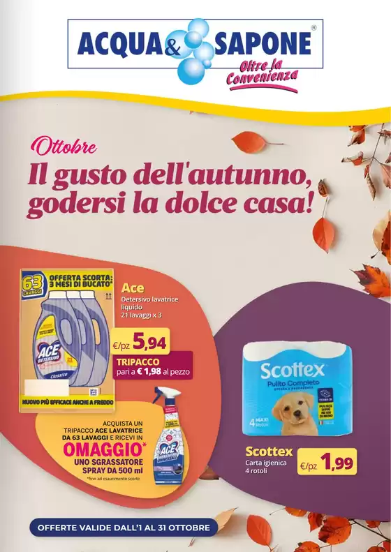 Volantino Acqua & Sapone | Il gusto dell'autunno godersi la dolce casa! | 2026-10-01T00:00:00.000Z - 2026-10-31T00:00:00.000Z