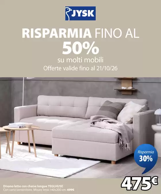Volantino JYSK a Bari | Risparmia fino al 50% | 2026-10-04T00:00:00.000Z - 2026-10-14T00:00:00.000Z