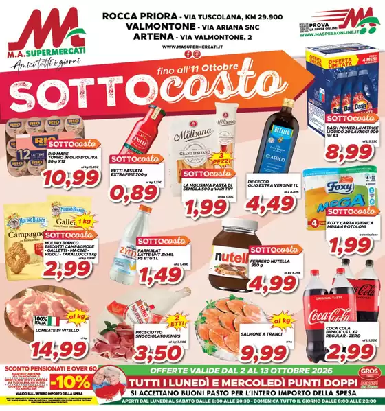 Volantino MA Supermercati a Tivoli | Sottocosto | 2026-10-02T00:00:00.000Z - 2026-10-13T00:00:00.000Z