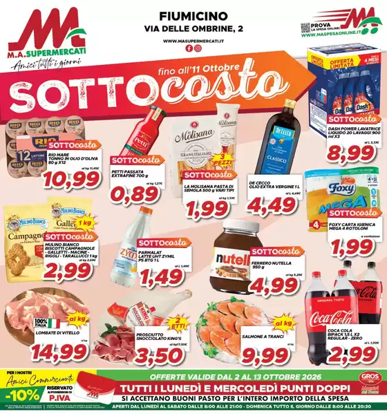 Volantino MA Supermercati a Fiumicino | Sottocosto | 2026-10-02T00:00:00.000Z - 2026-10-13T00:00:00.000Z