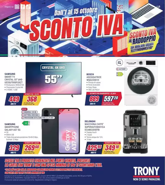 Volantino Trony a Fiorano Modenese | TRONY - VOLANTINO - Informatica TV Telefonia e Elettrodomestici online | 2026-10-01T00:00:00.000Z - 2026-10-15T00:00:00.000Z