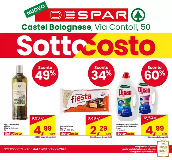 Volantino Despar a Castel Bolognese | Sottocosto | 2026-10-06T00:00:00.000Z - 2026-10-15T00:00:00.000Z