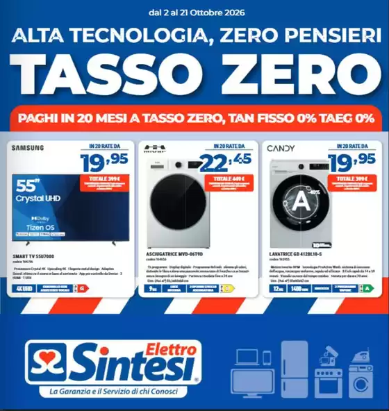 Volantino Elettrosintesi | Alta tecnologia, zero pensieri TASSO ZERO | 2026-10-02T00:00:00.000Z - 2026-10-21T00:00:00.000Z