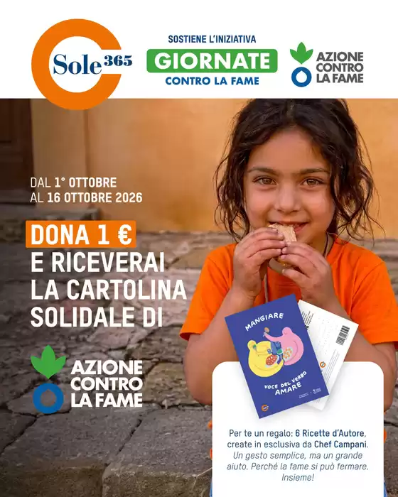Volantino Sole 365 a Foligno | Dona 1€ e riceverai la cartolina solidale | 2026-10-02T00:00:00.000Z - 2026-10-16T00:00:00.000Z
